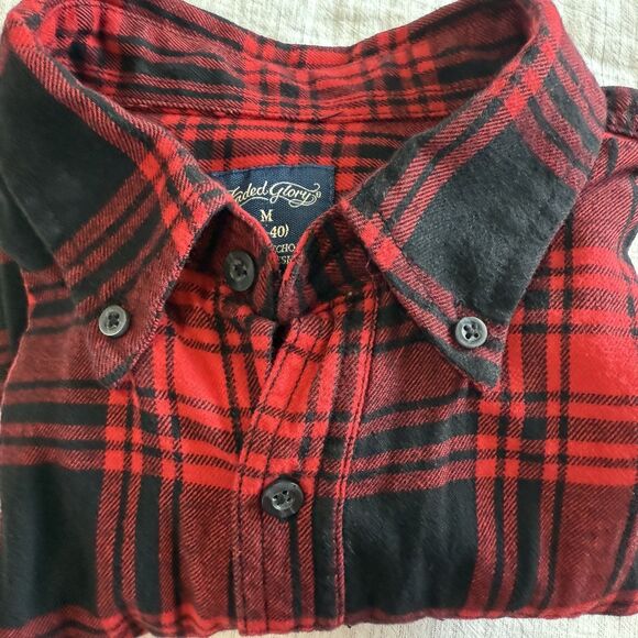 Faded Glory Shirt Men's M Red and Black Plaid Button Up Long Sleeve Flannel - Picture 4 of 15